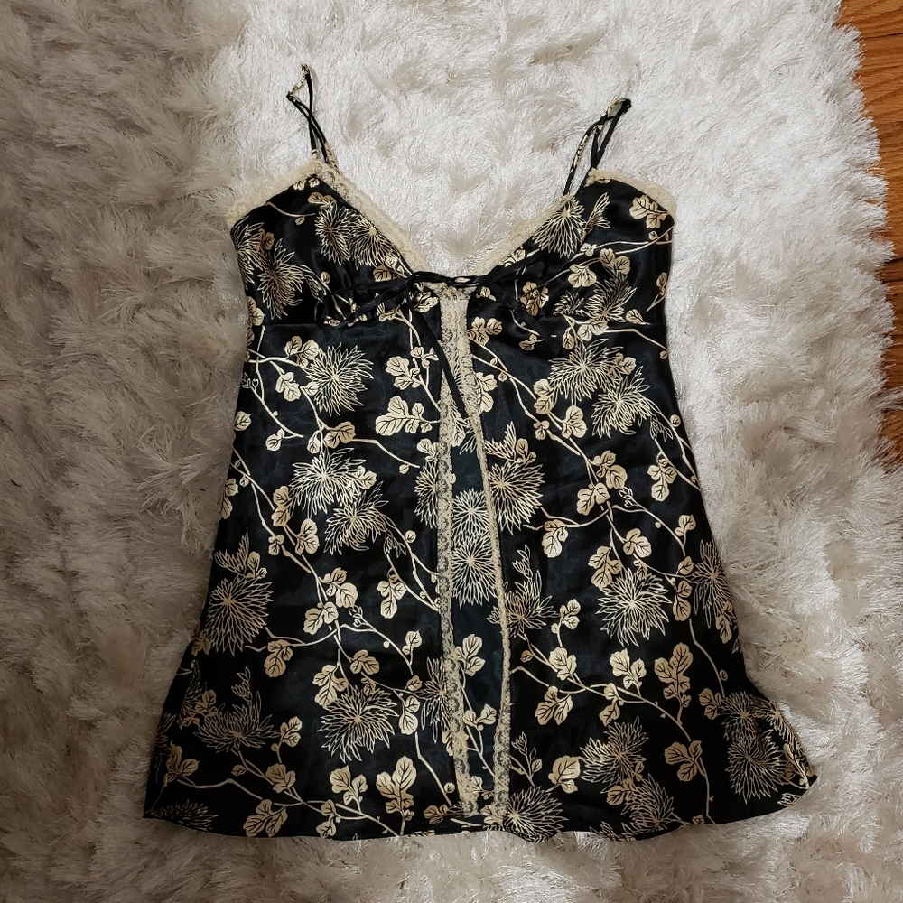 Black Floral Lingerie Top